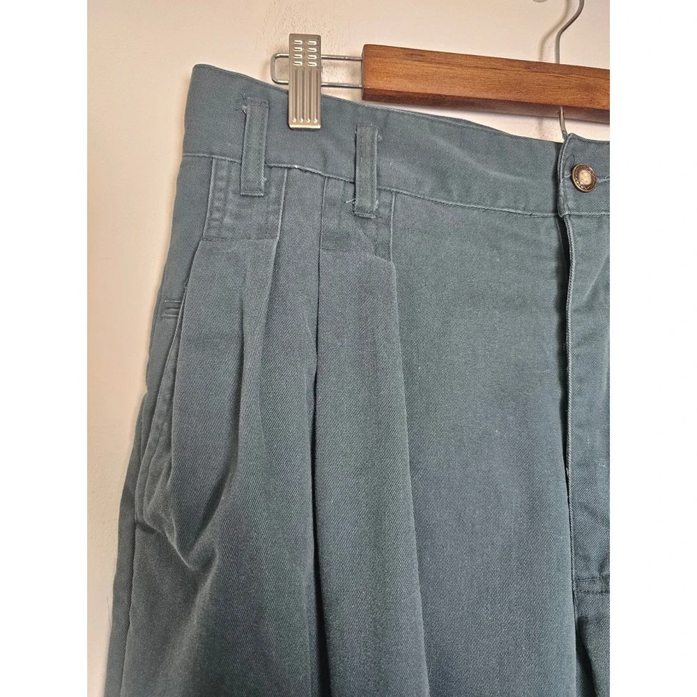 Vintage Original Morganwear Casuals Pleated Trousers Mens 34 Forest Green Chinos